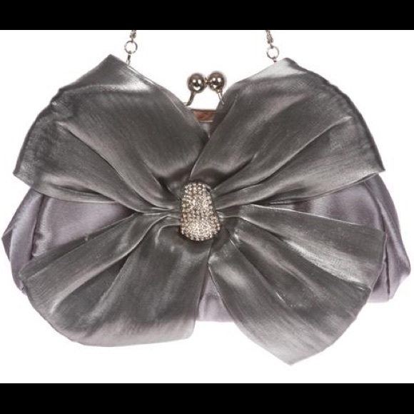 Satin Bow Bling Rhinestone Clutch - Picture 1 of 10